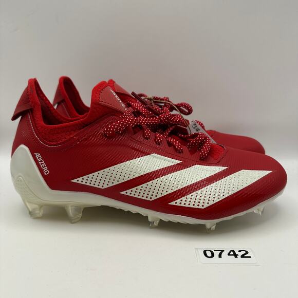 ADIDAS MEN\'S 7.5 ADIZERO ELECTRIC .1 FOOTBALL CLEATS RED/WHITE IF1917